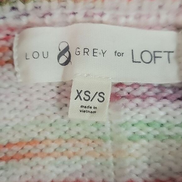 Lou & Grey For Lift Striped Oversize Multicolor Knit Sweater, Size S/XS - Picture 3 of 4